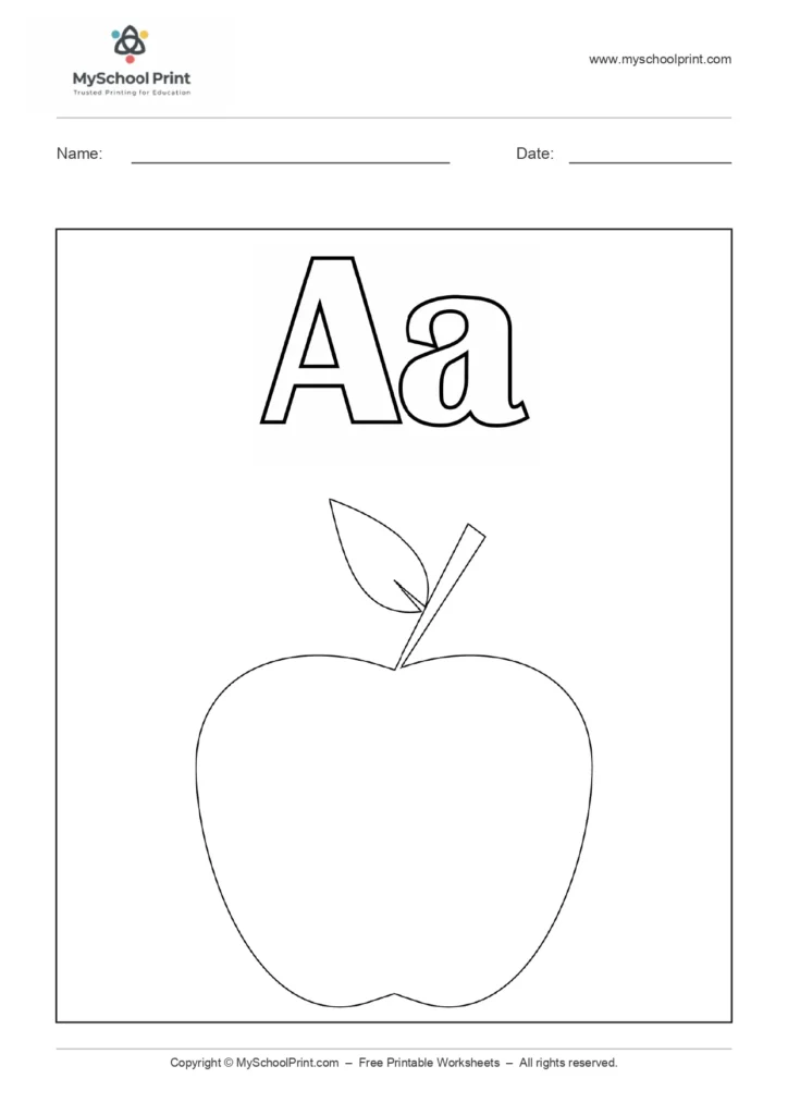 Alphabet letter a coloring worksheet