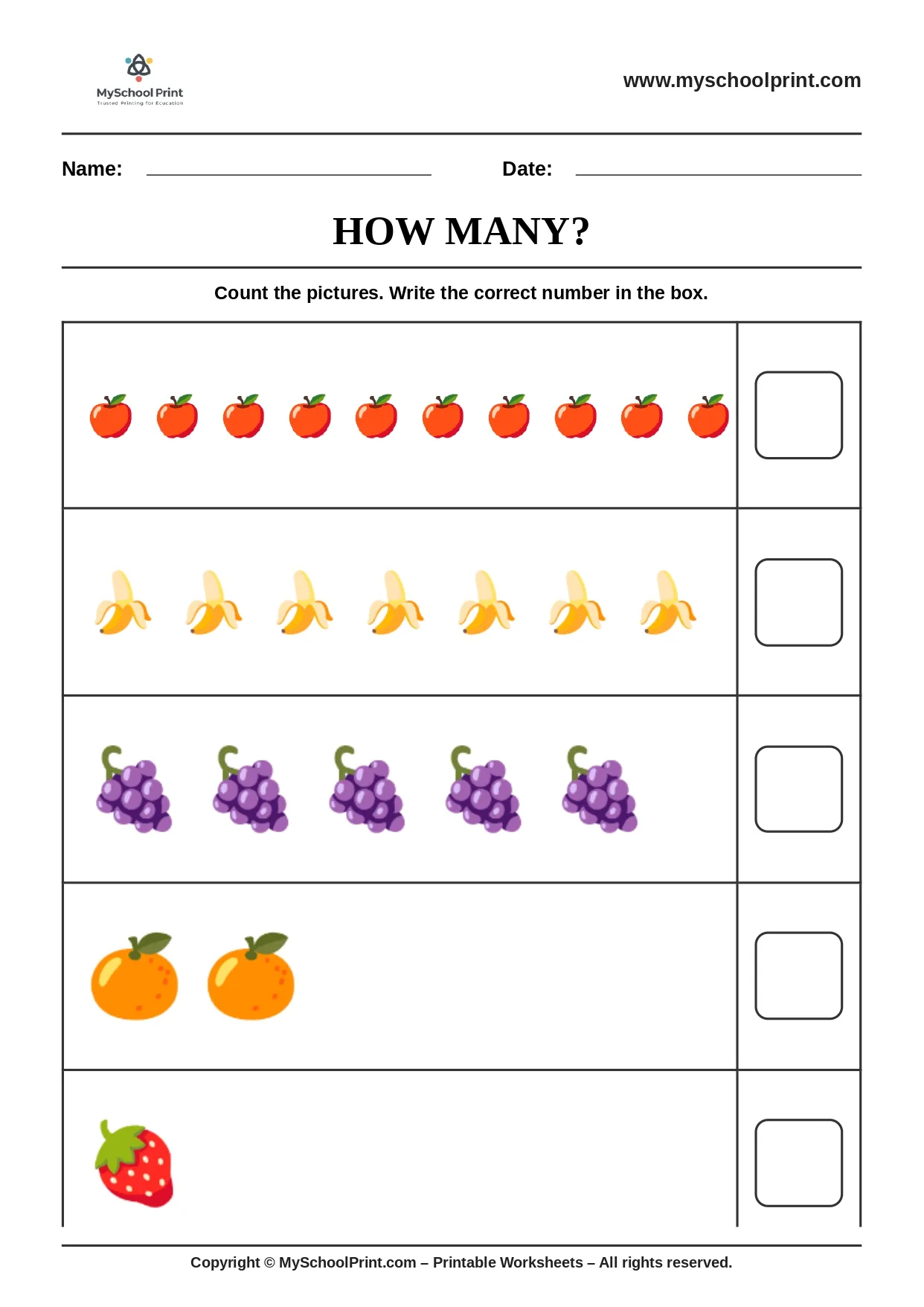 Count and write worksheet 1