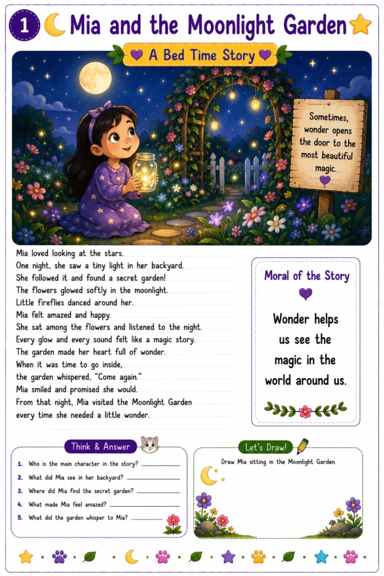 Kids Bedtime Story Worksheet 1