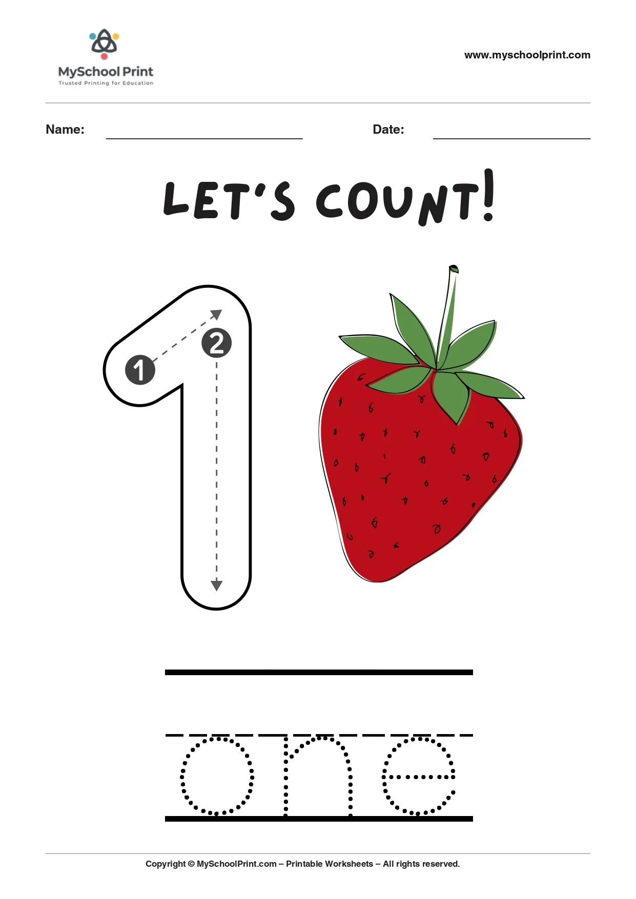 Number 1 coloring worksheet