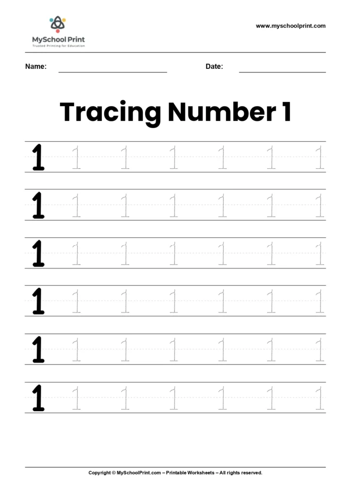 Number 1 tracing worksheet