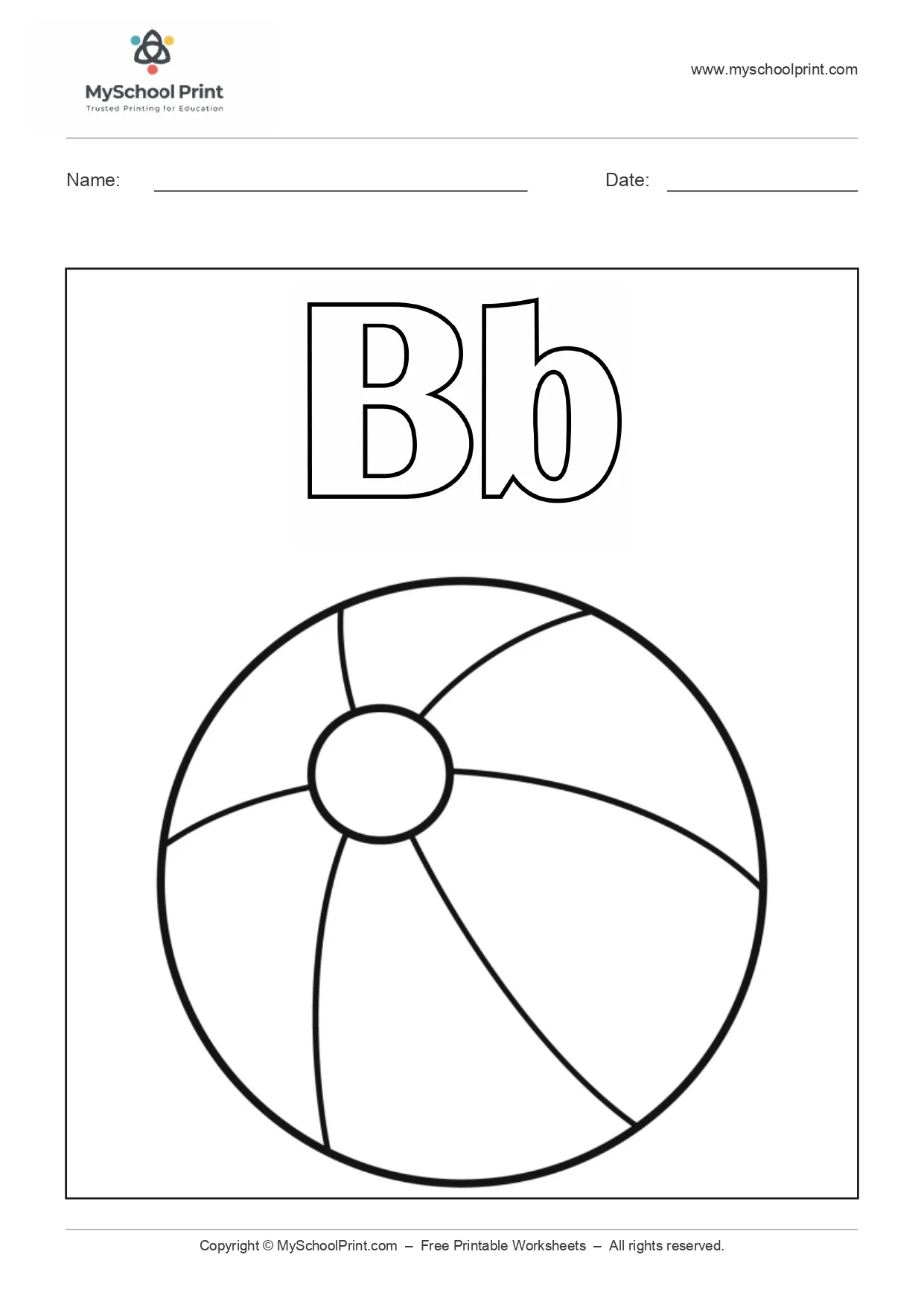 Alphabet letter b coloring worksheet