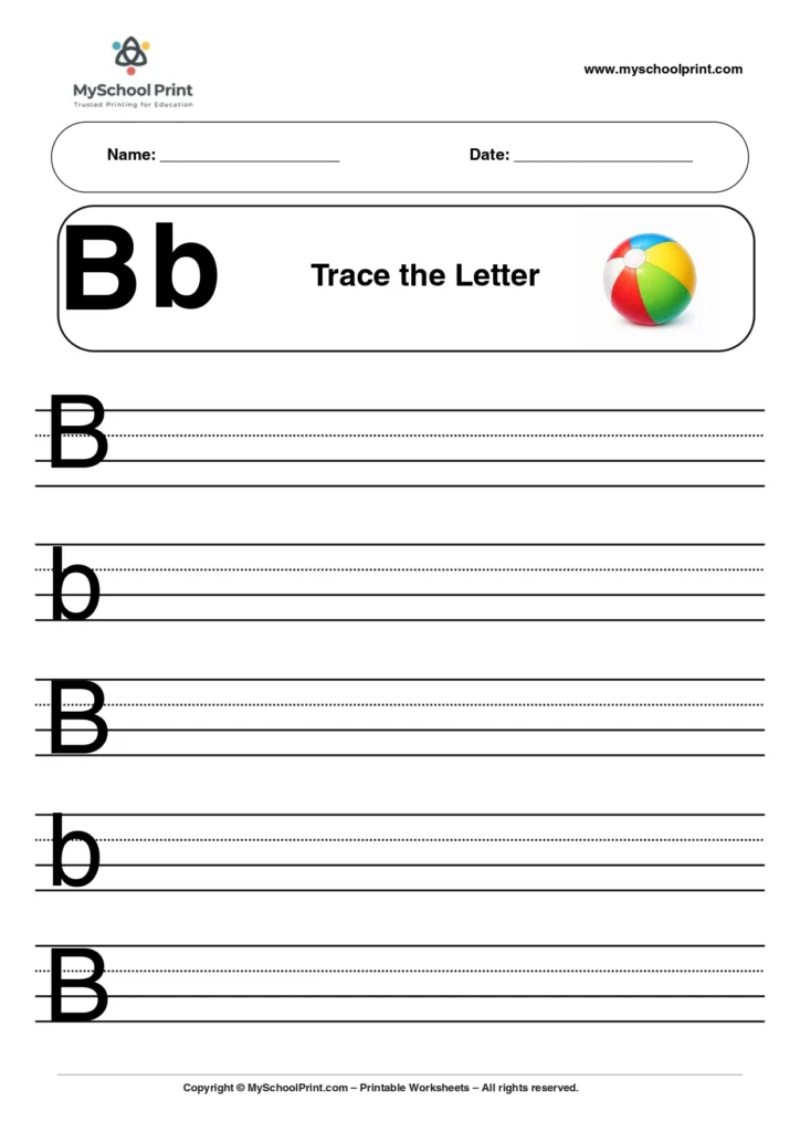 Uppercase and lowercase letter b worksheet