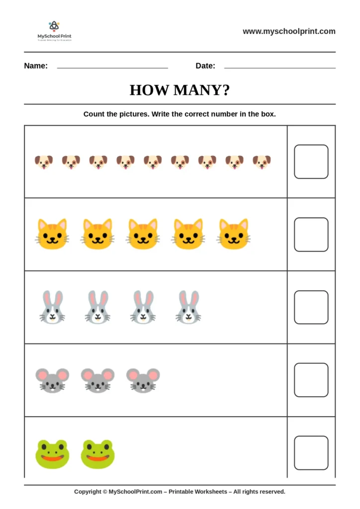 Count and write worksheet 2