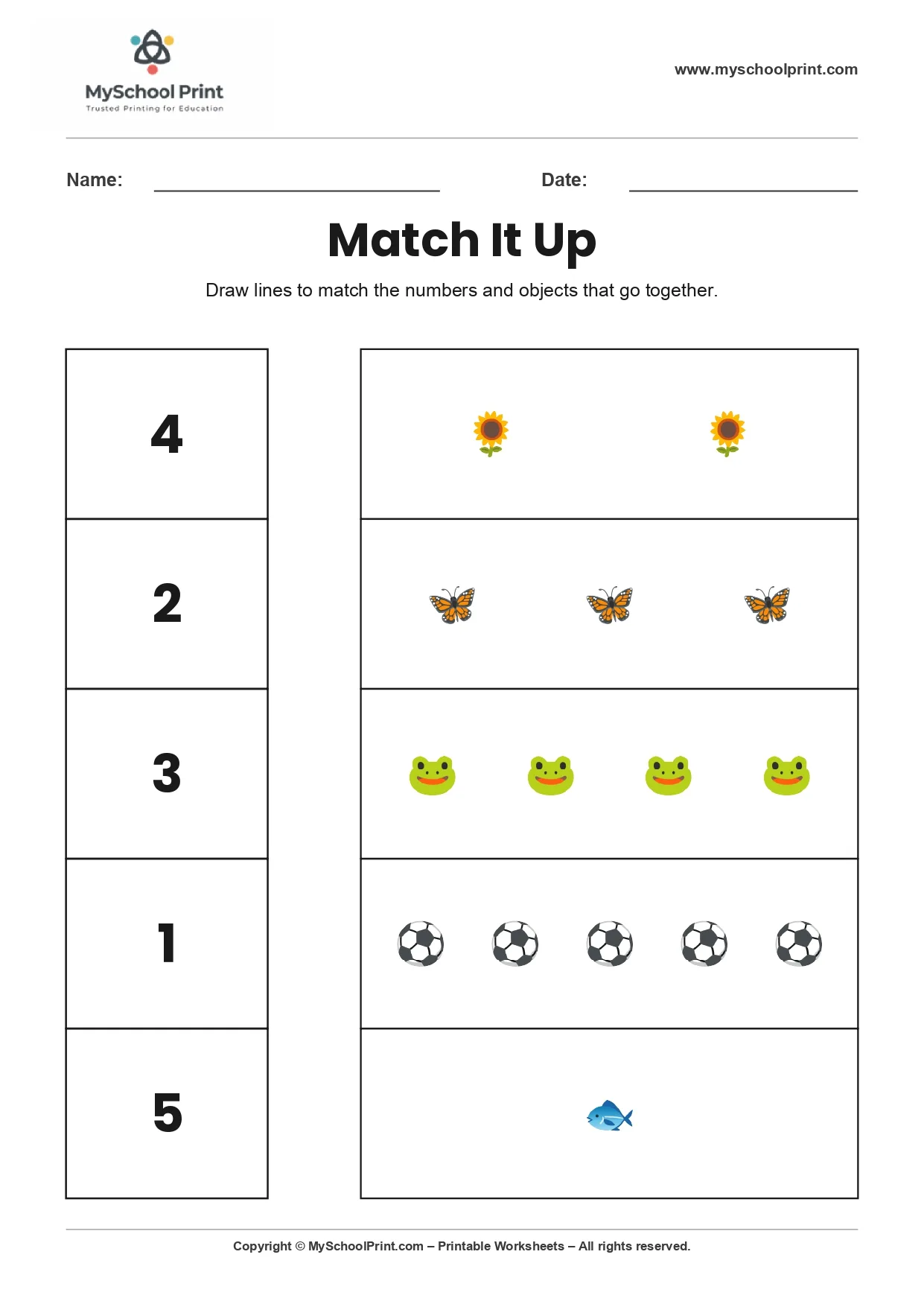 Number 2 matching worksheet