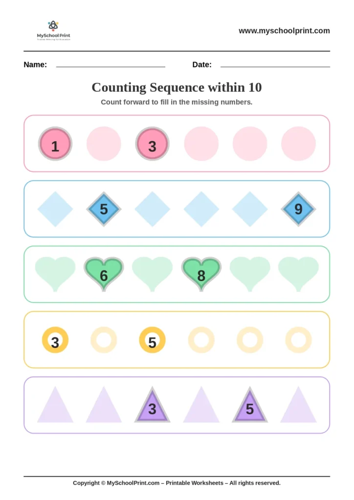 Number sequencing worksheet 2
