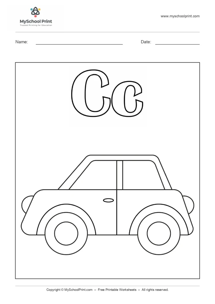 Alphabet letter c coloring worksheet