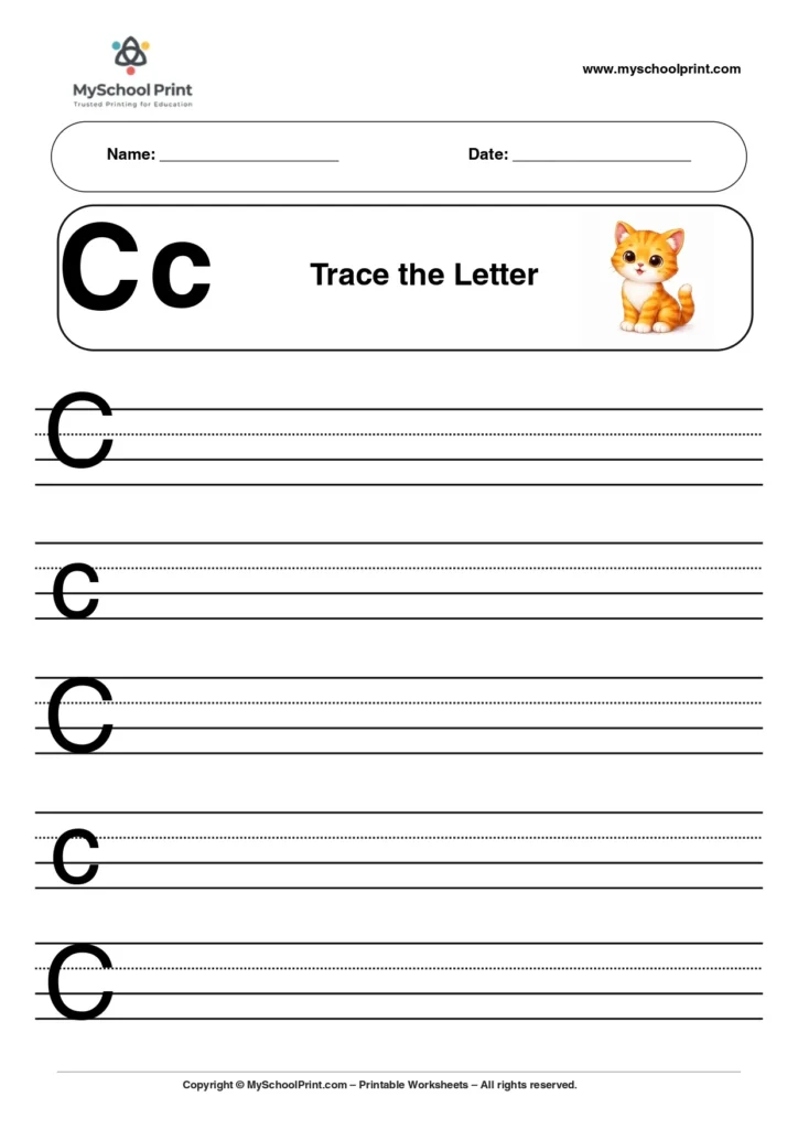 Uppercase and lowercase letter c worksheet