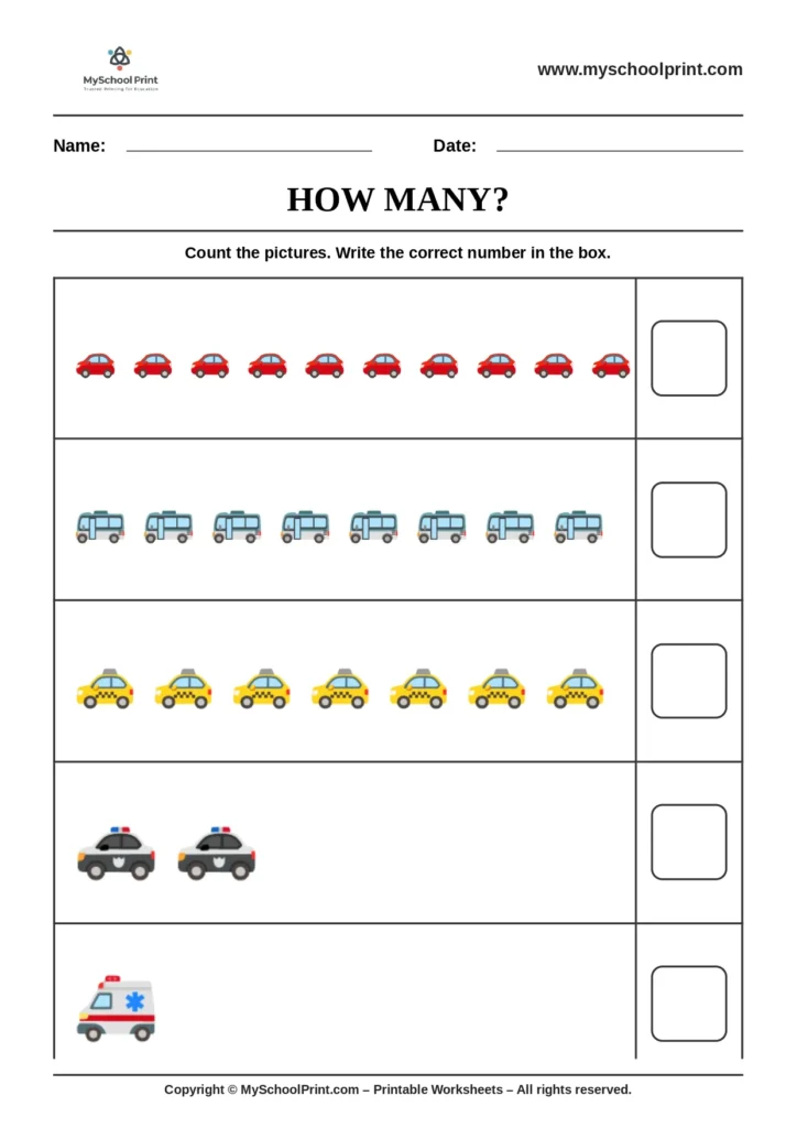 Count and write worksheet 3