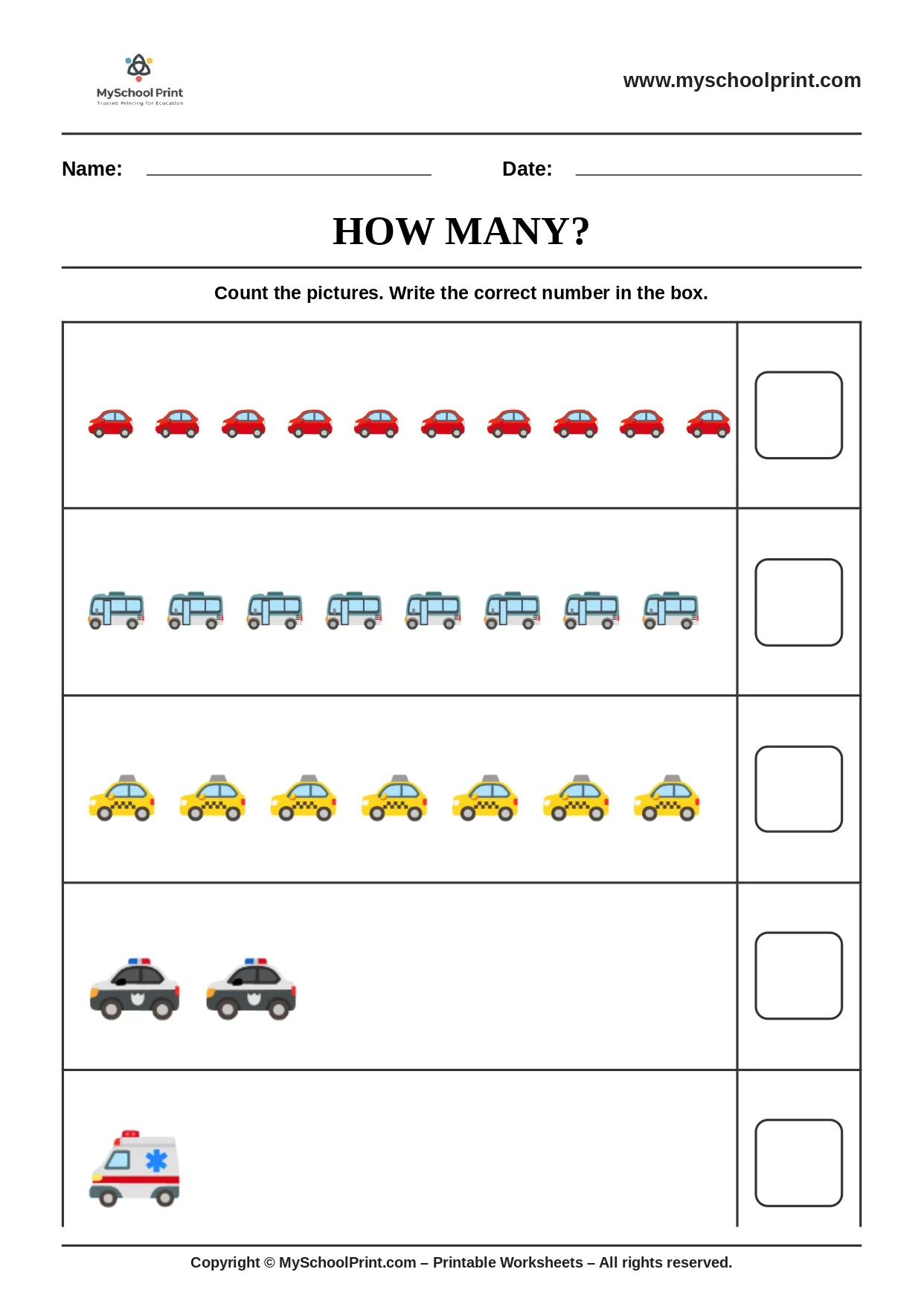 Count and write worksheet 3