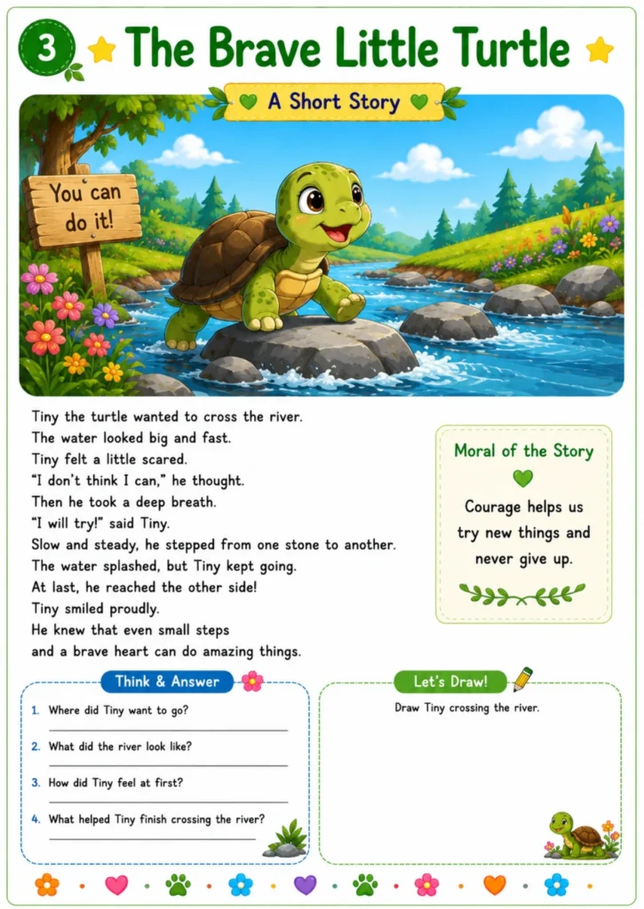 Animal story worksheet for kids 3
