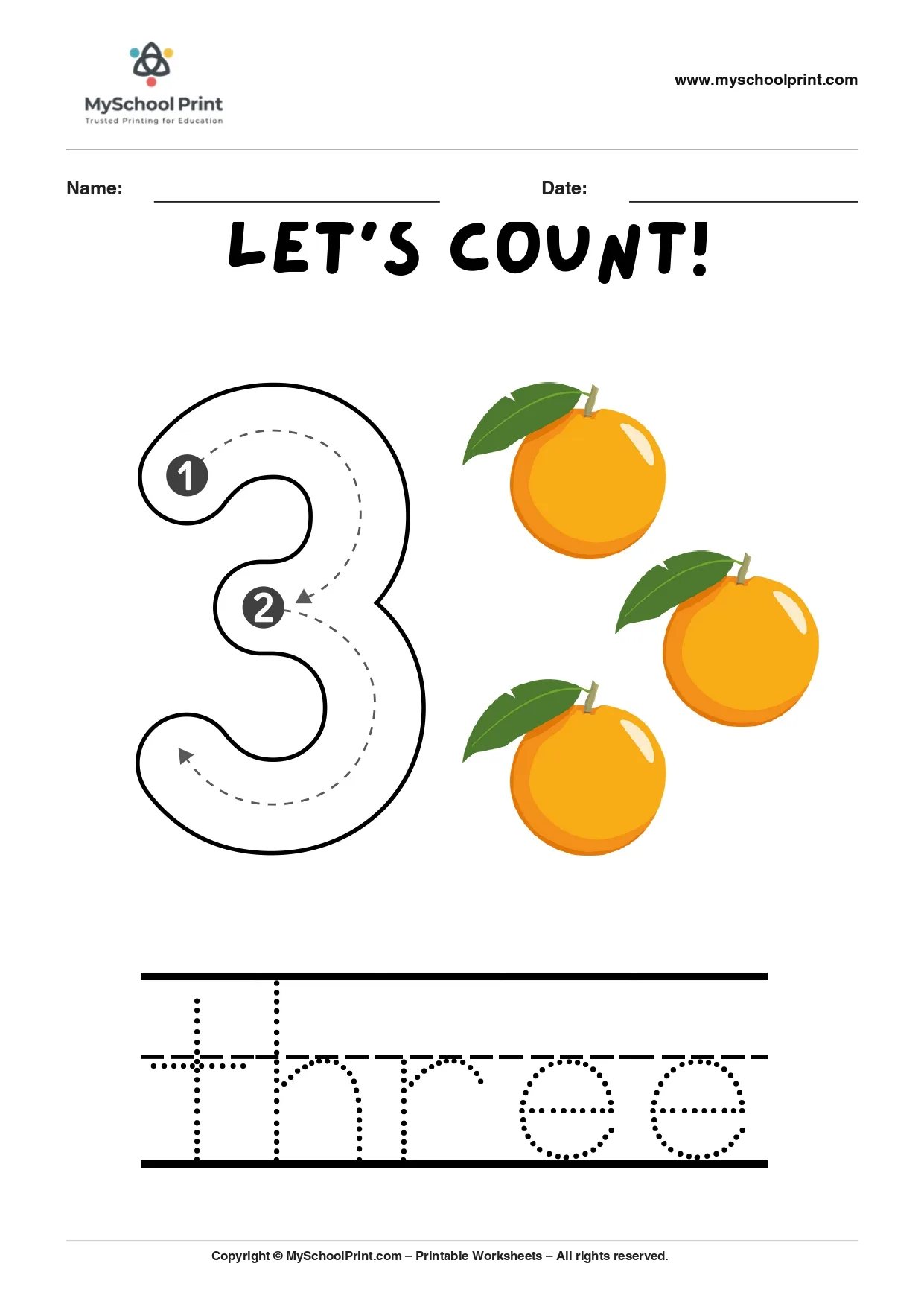 Number 3 coloring worksheet