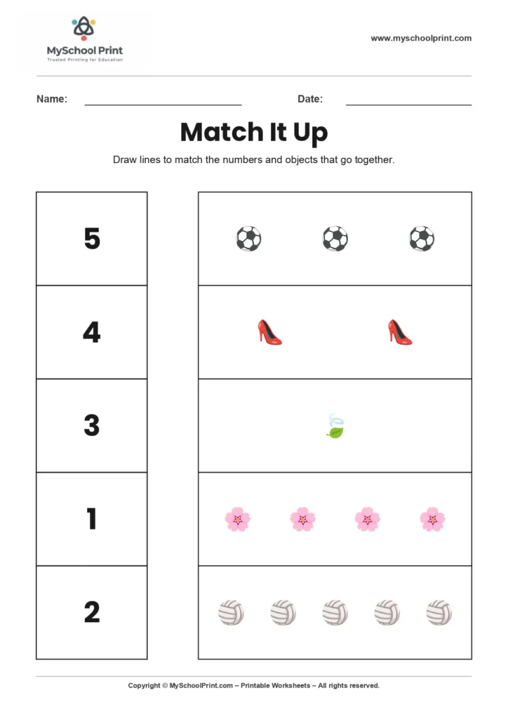 Number 3 matching worksheet