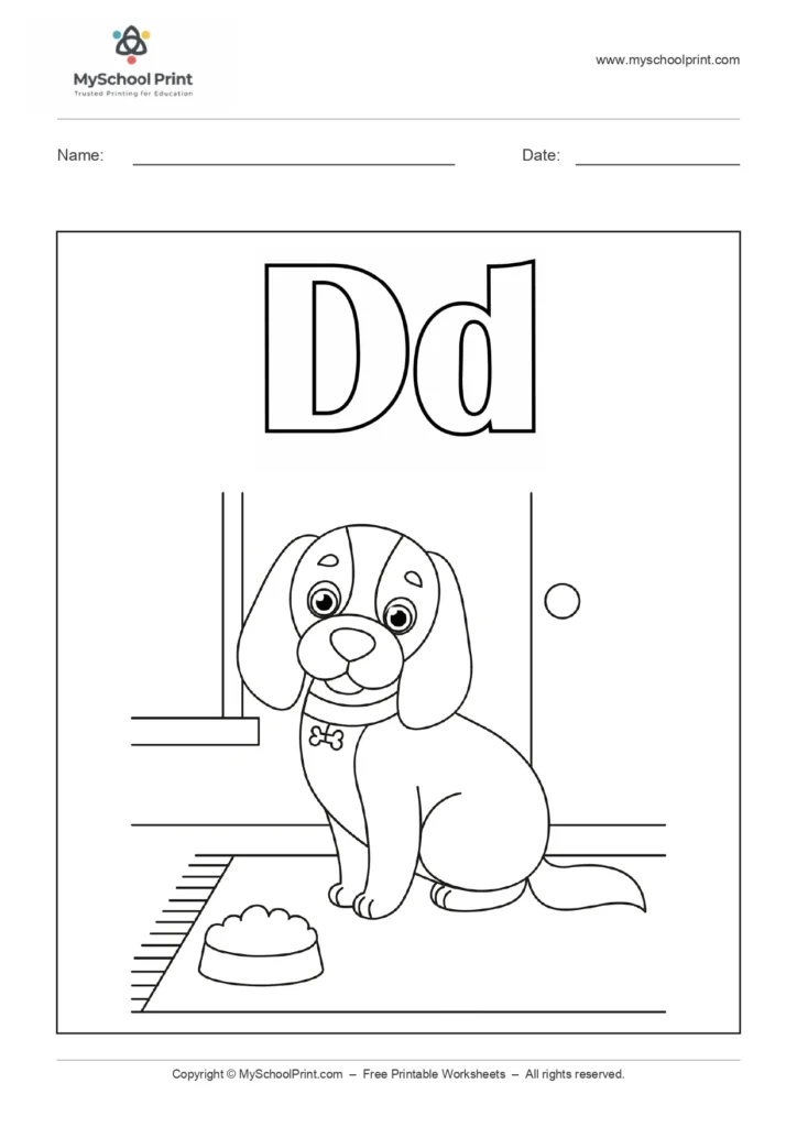 Alphabet letter d coloring worksheet