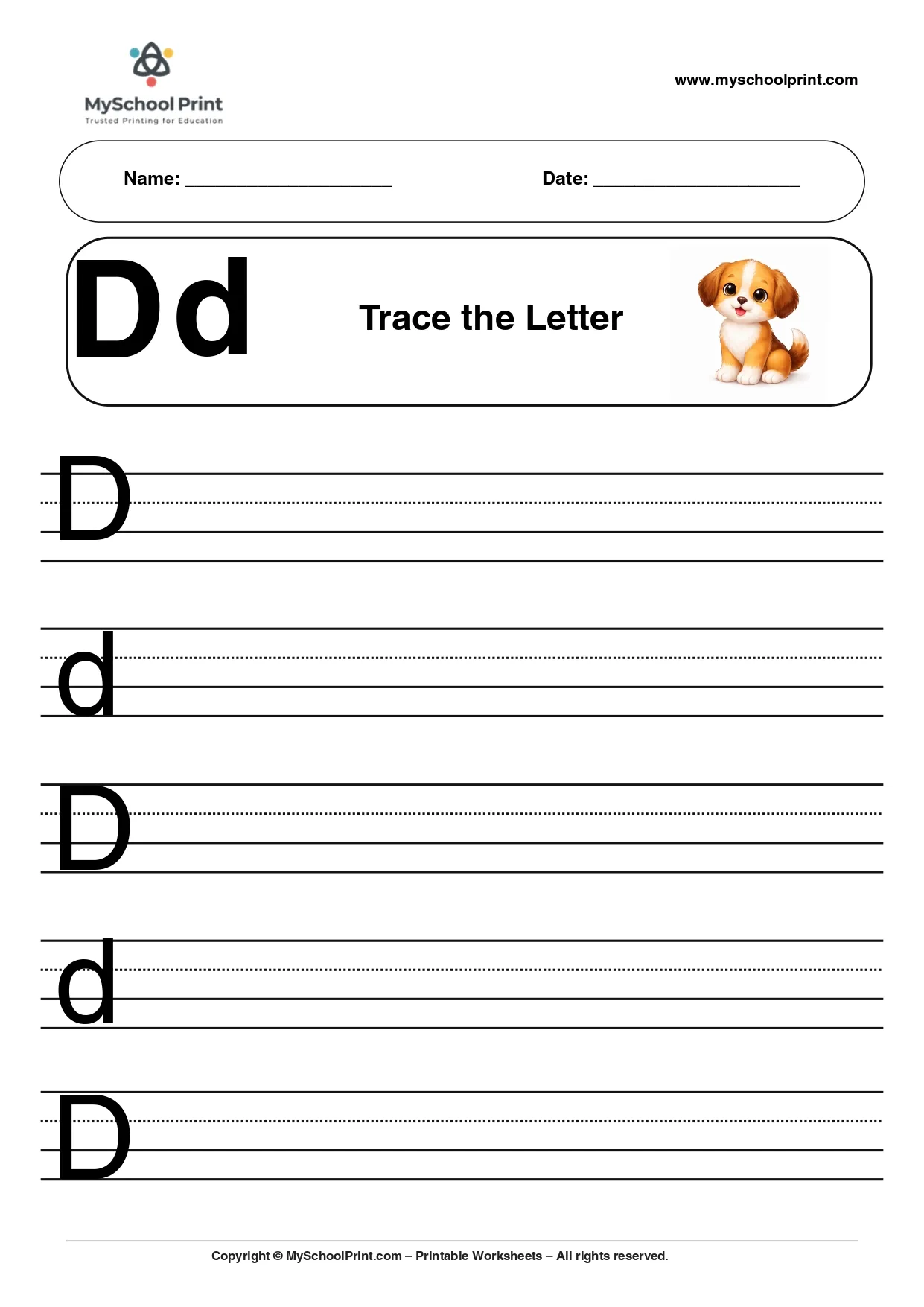 Uppercase and lowercase letter d worksheet