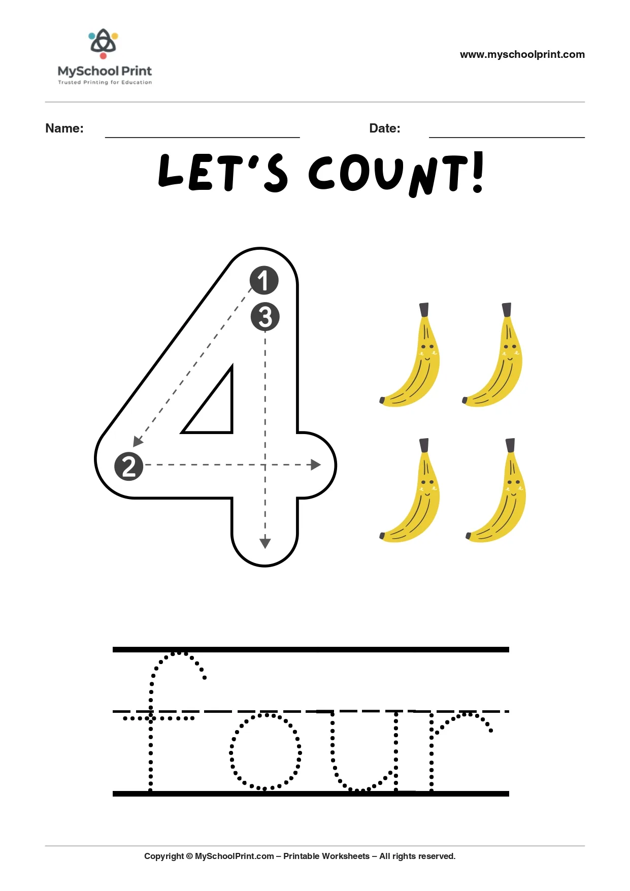 Number 4 coloring worksheet