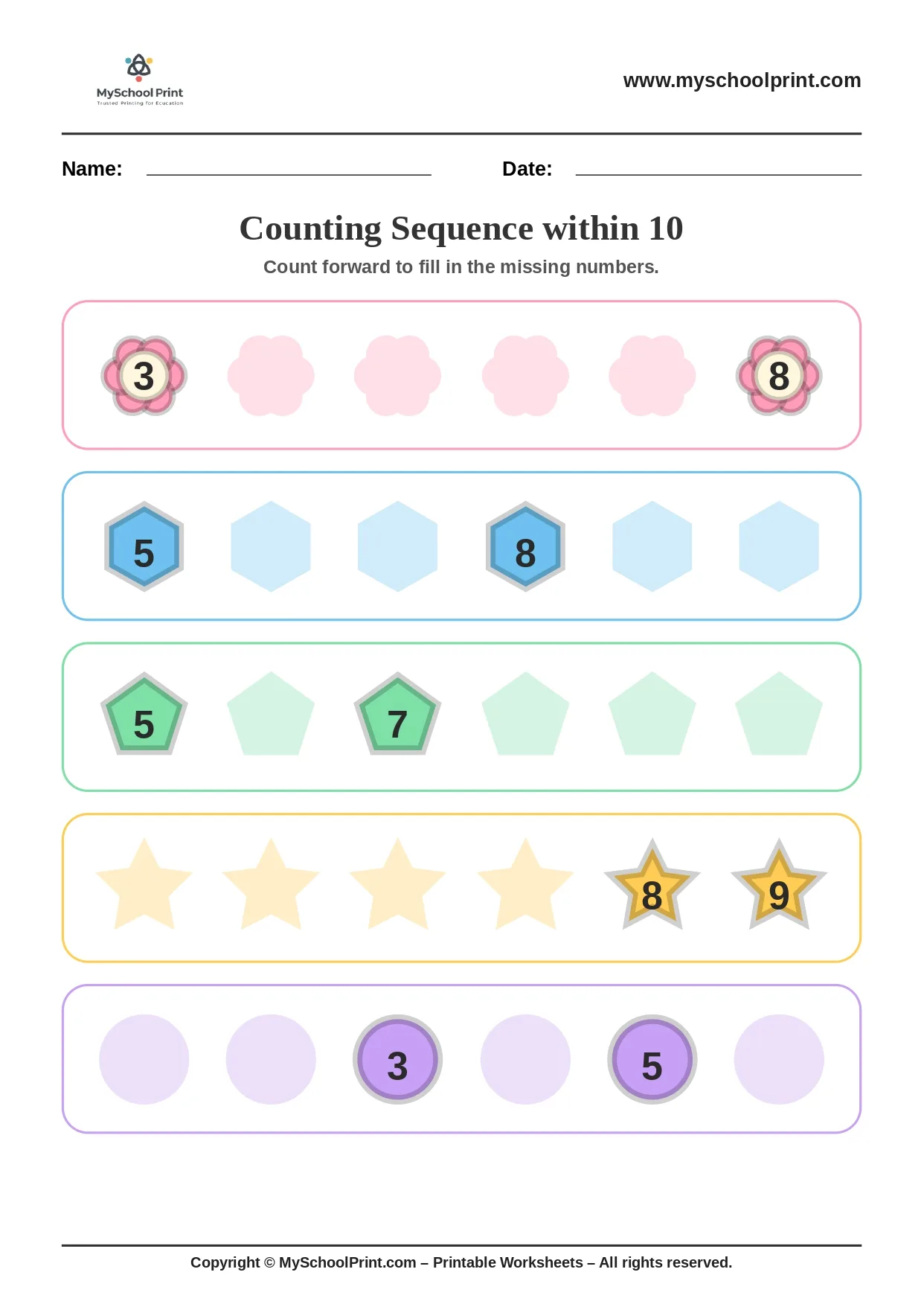 Number sequencing worksheet 4