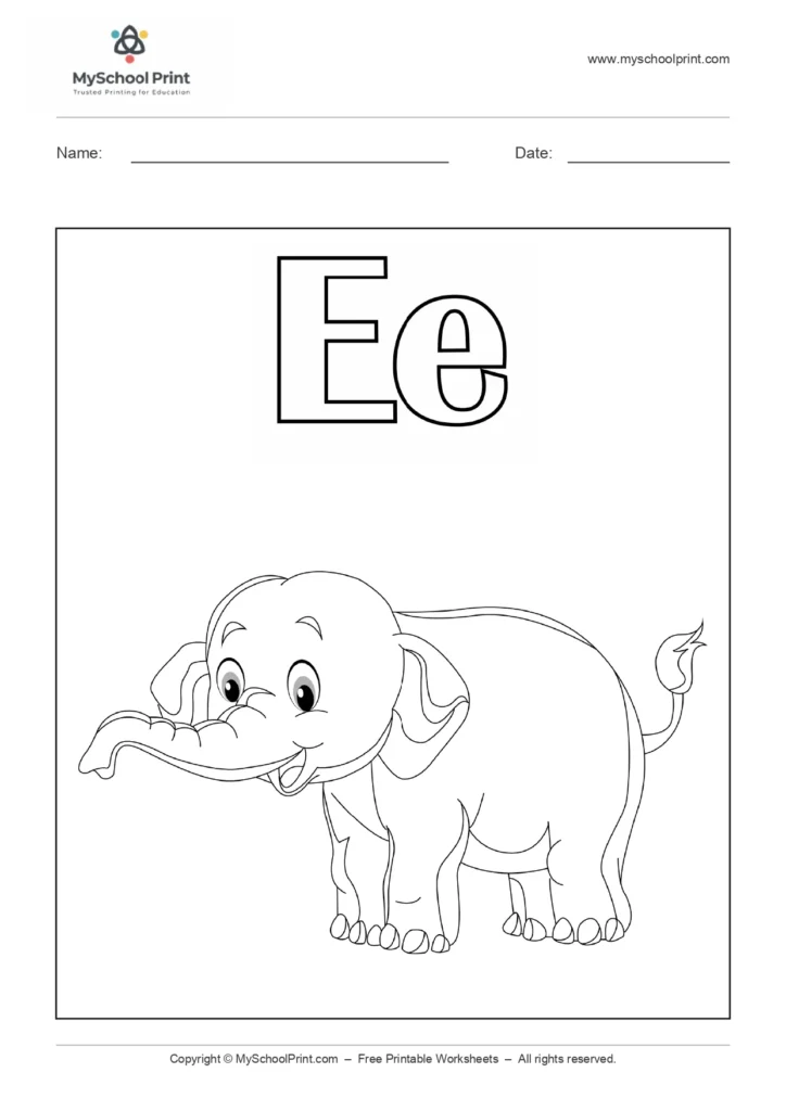Alphabet letter e coloring worksheet