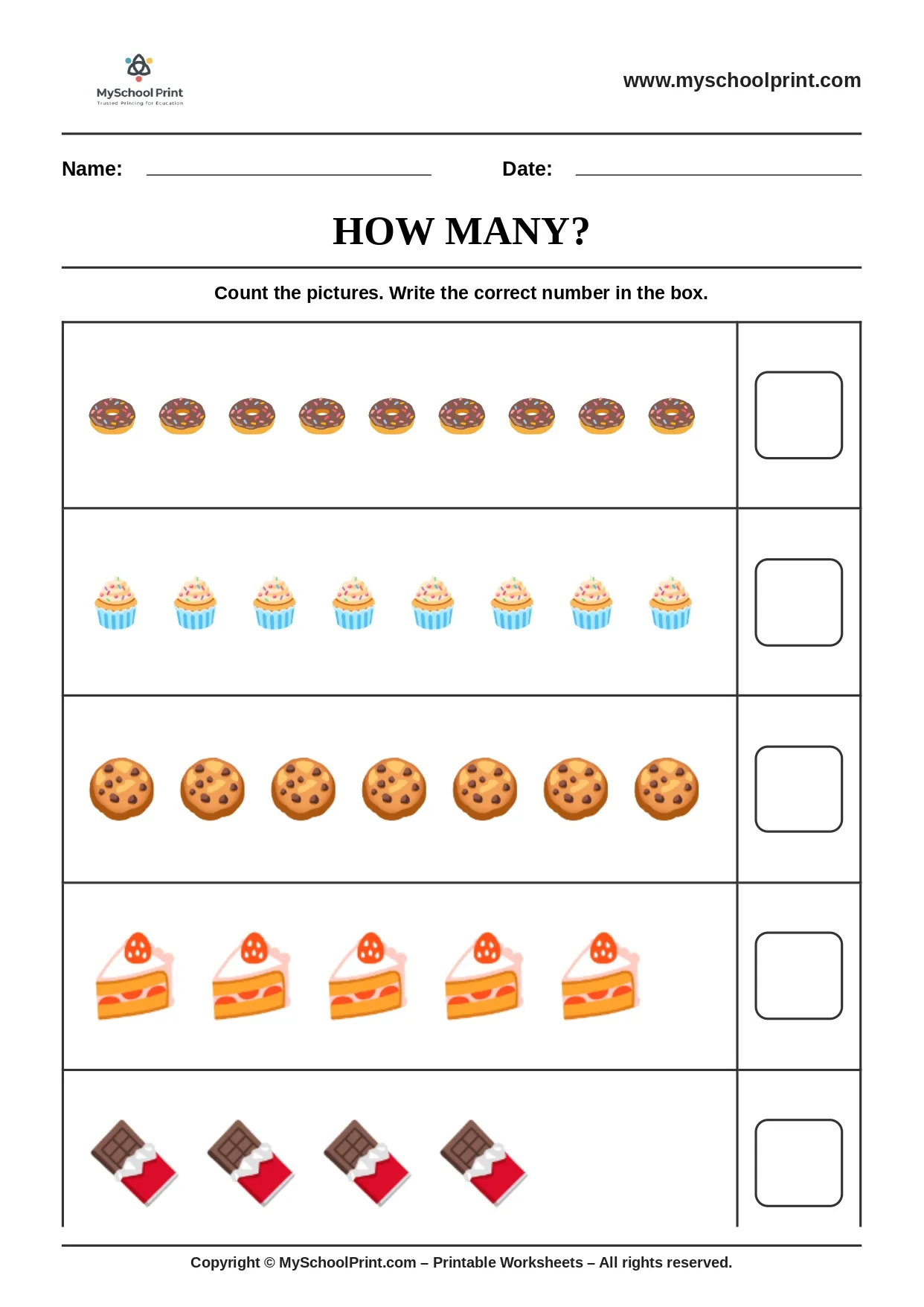 Count and write worksheet 5