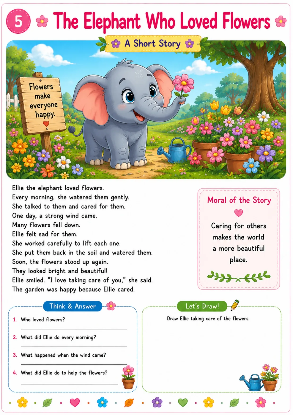 Animal story worksheet for kids 5