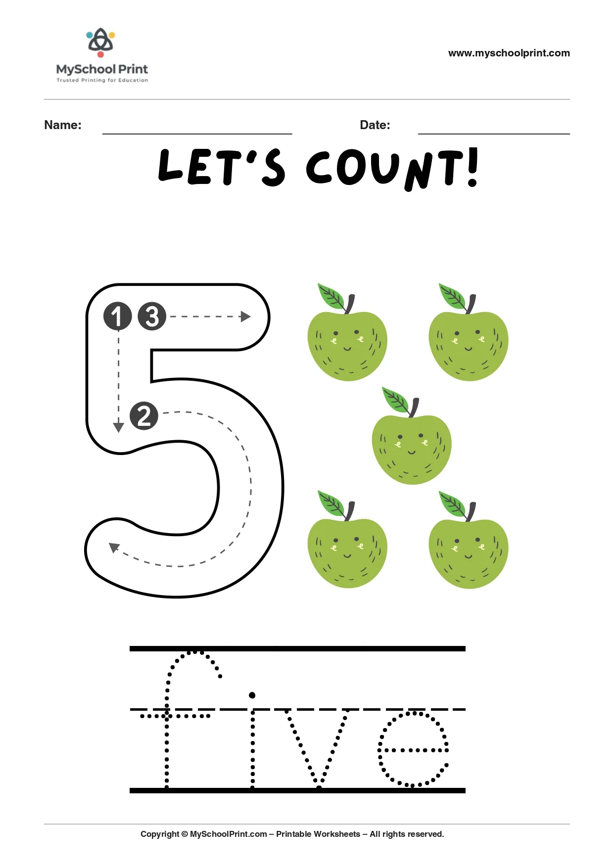 Number 5 coloring worksheet