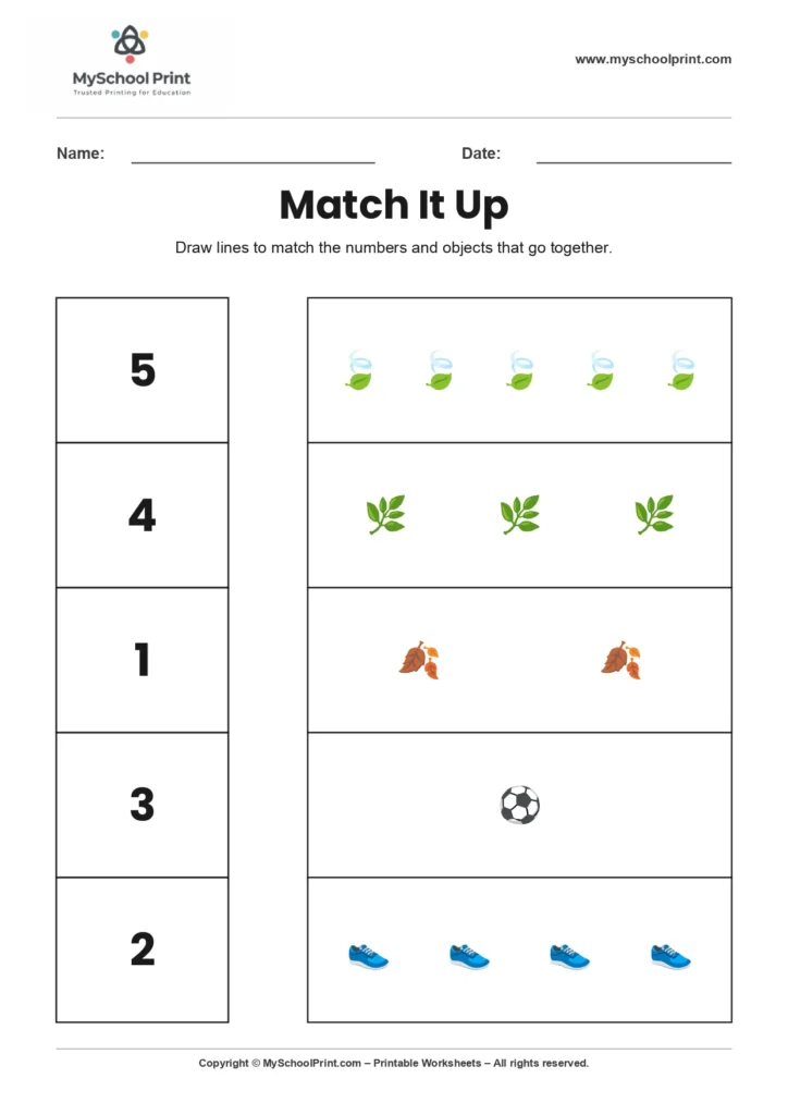 Number 5 matching worksheet