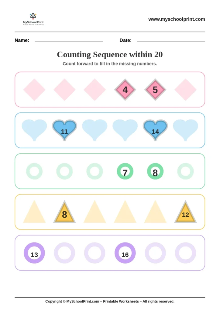 Number sequencing worksheet 5