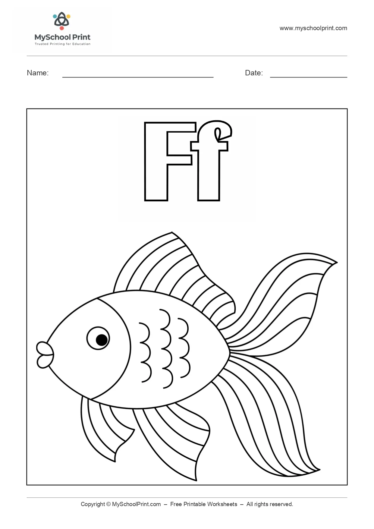 Alphabet letter f coloring worksheet