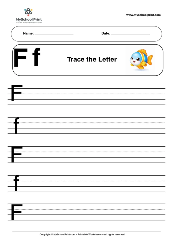 Uppercase and lowercase letter f worksheet