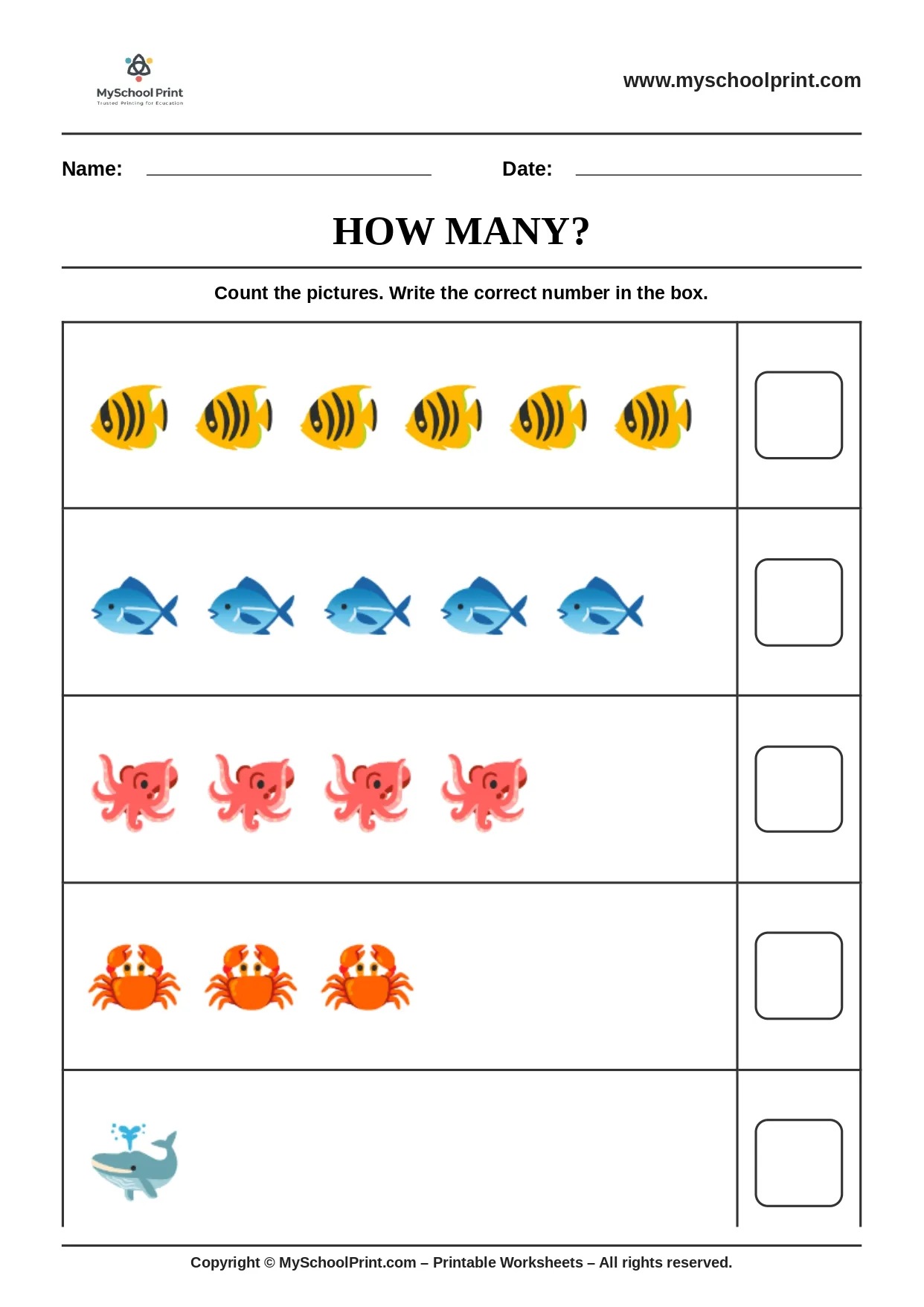Count and write worksheet 6