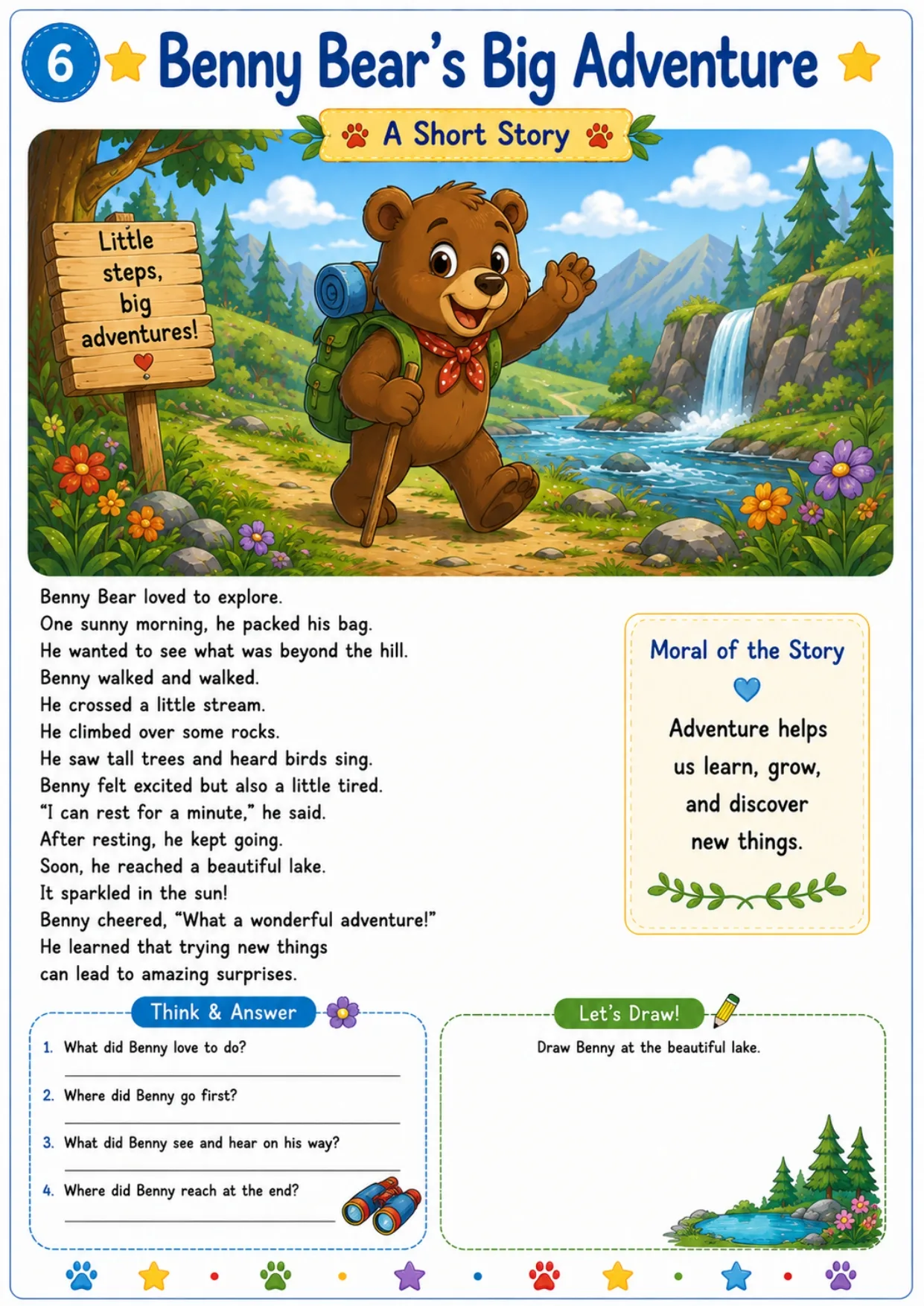 Animal story worksheet for kids 6