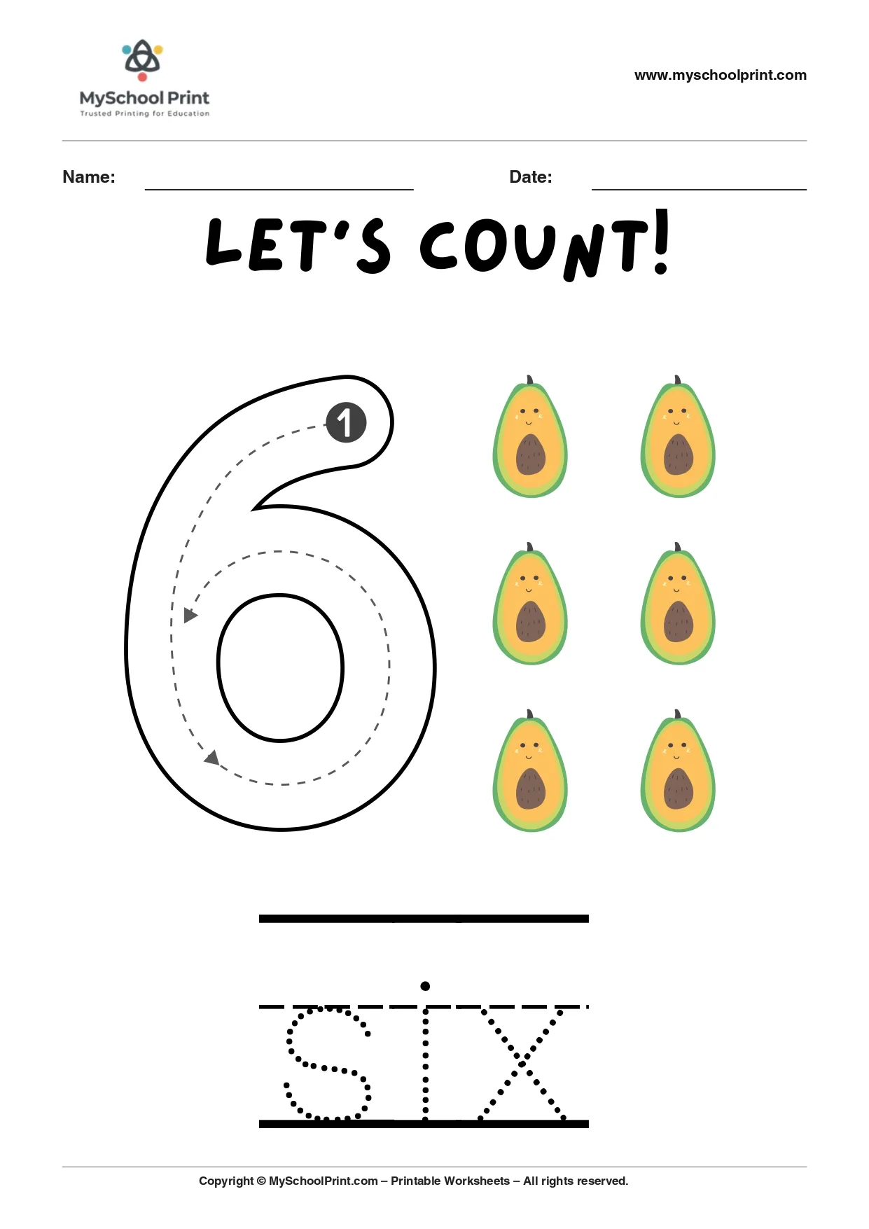 Number 6 coloring worksheet