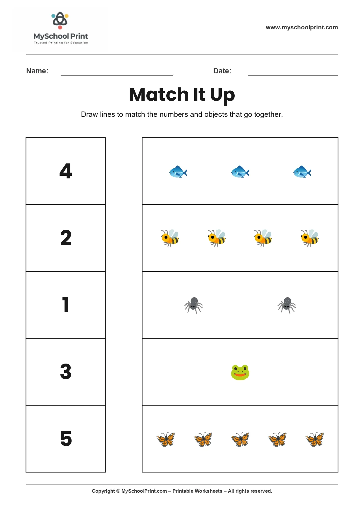 Number 6 matching worksheet