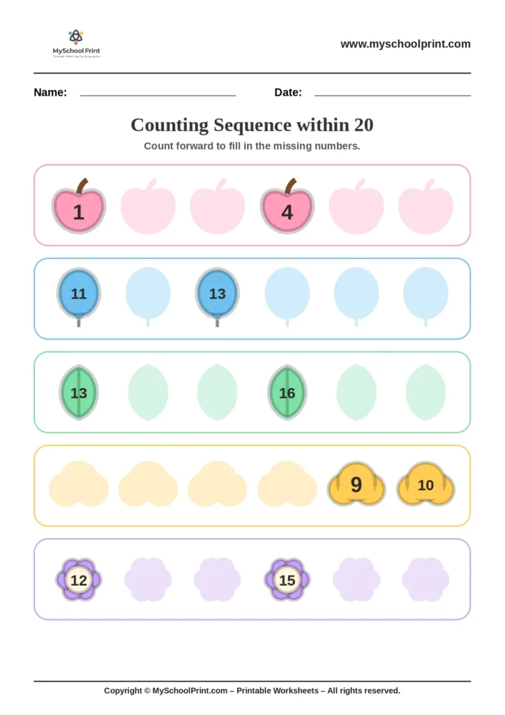 Number sequencing worksheet 6