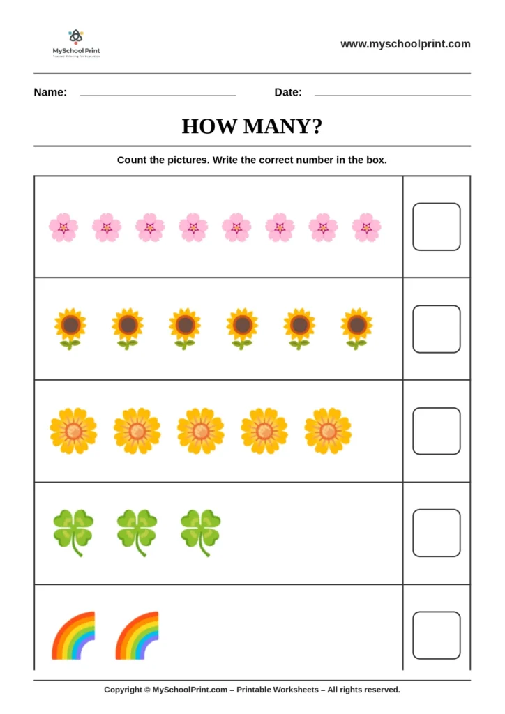Count and write worksheet 7