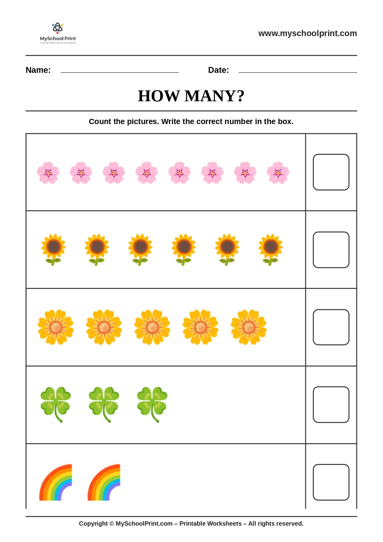 Count and write worksheet 7