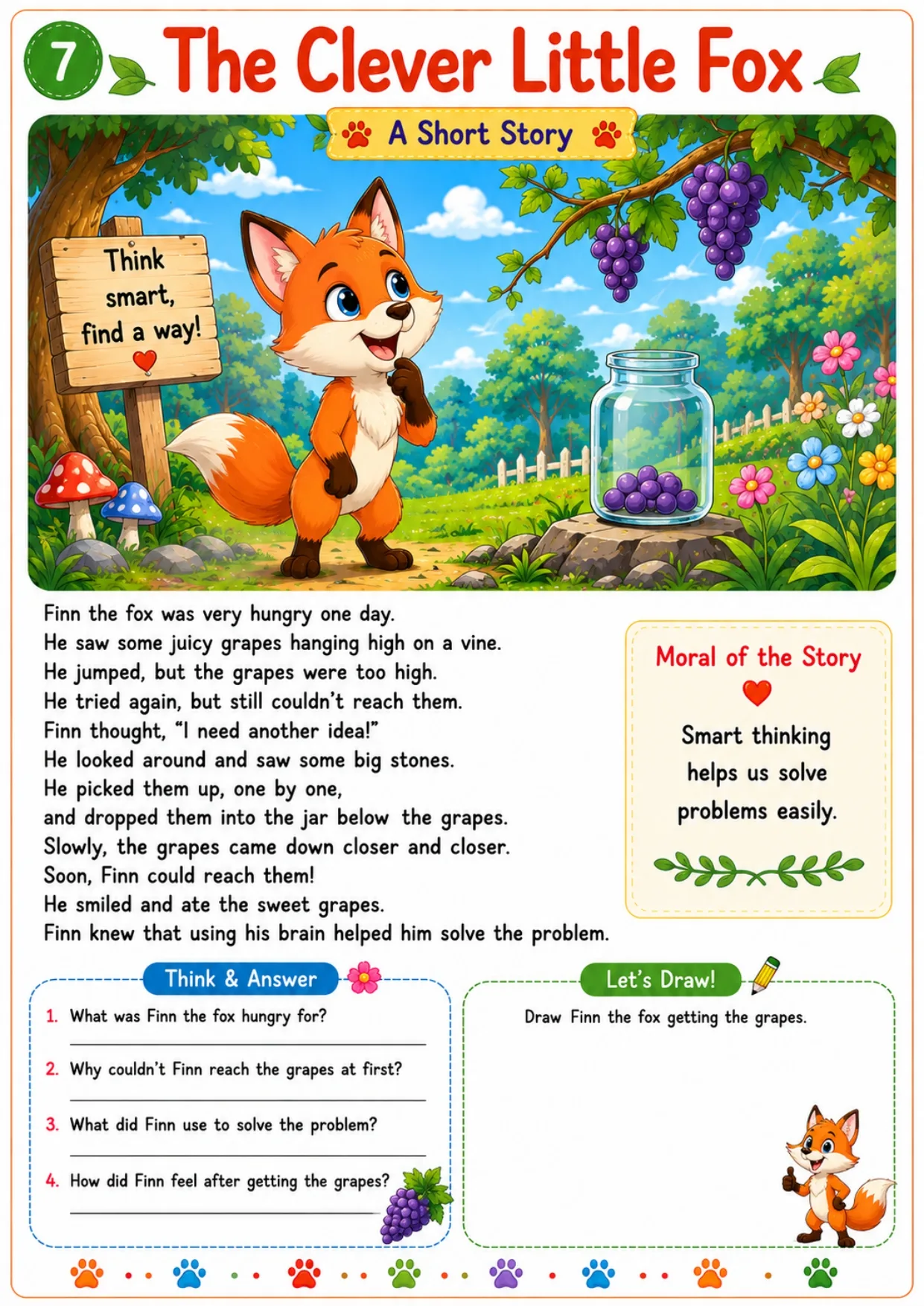 Animal story worksheet for kids 7