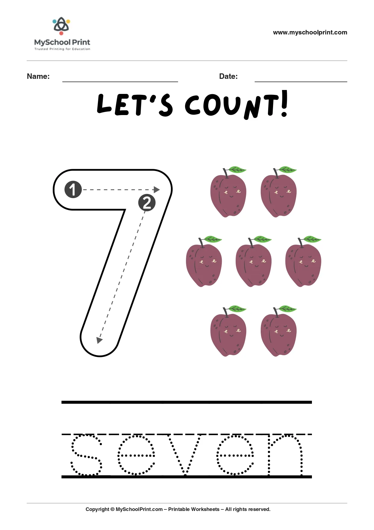 Number 7 coloring worksheet