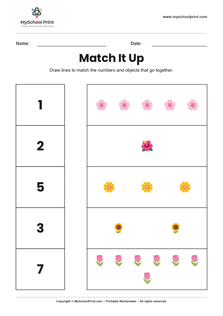 Number 7 matching worksheet