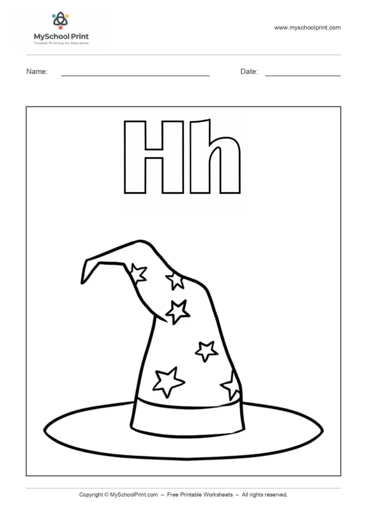 Alphabet letter h coloring worksheet