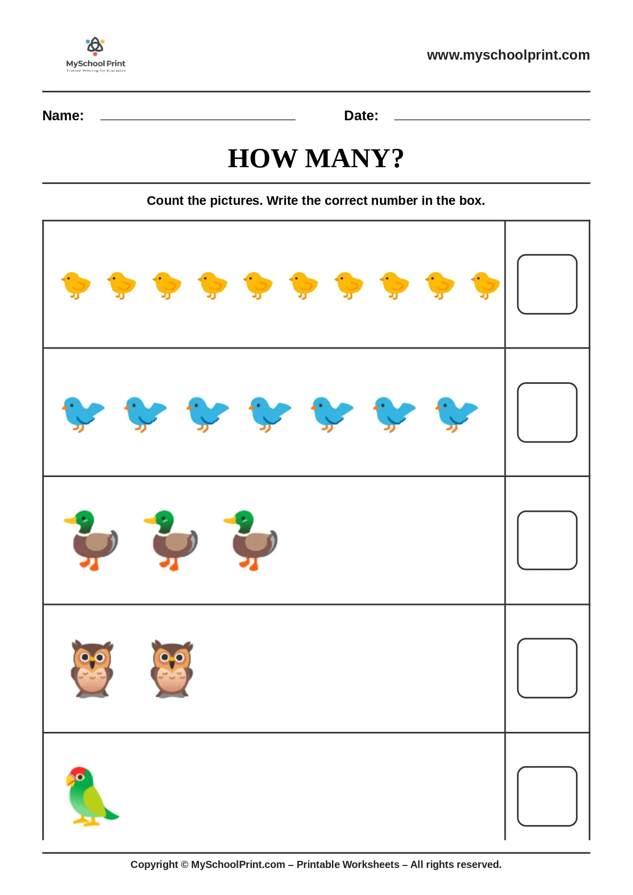 Count and write worksheet 8