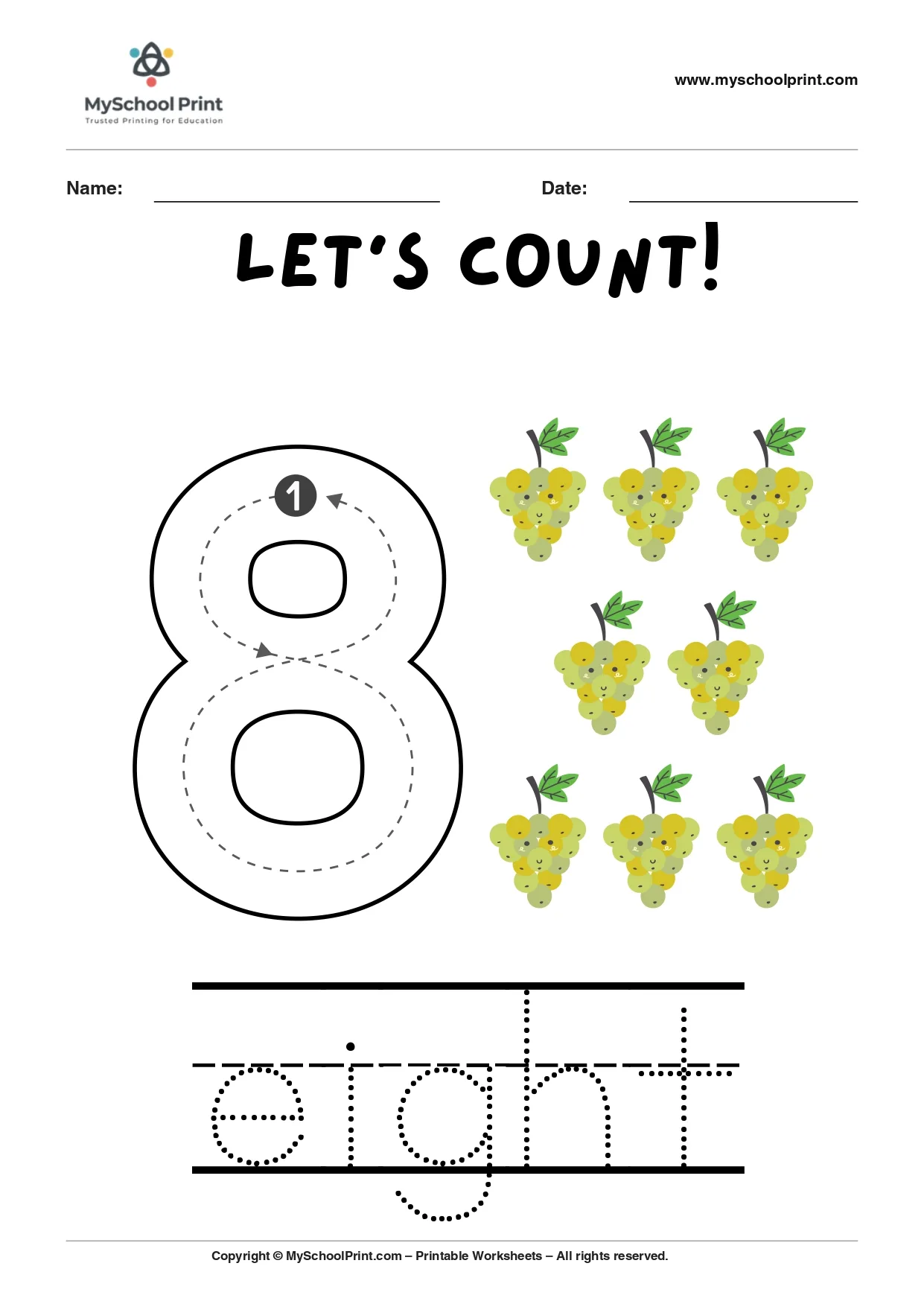 Number 8 coloring worksheet