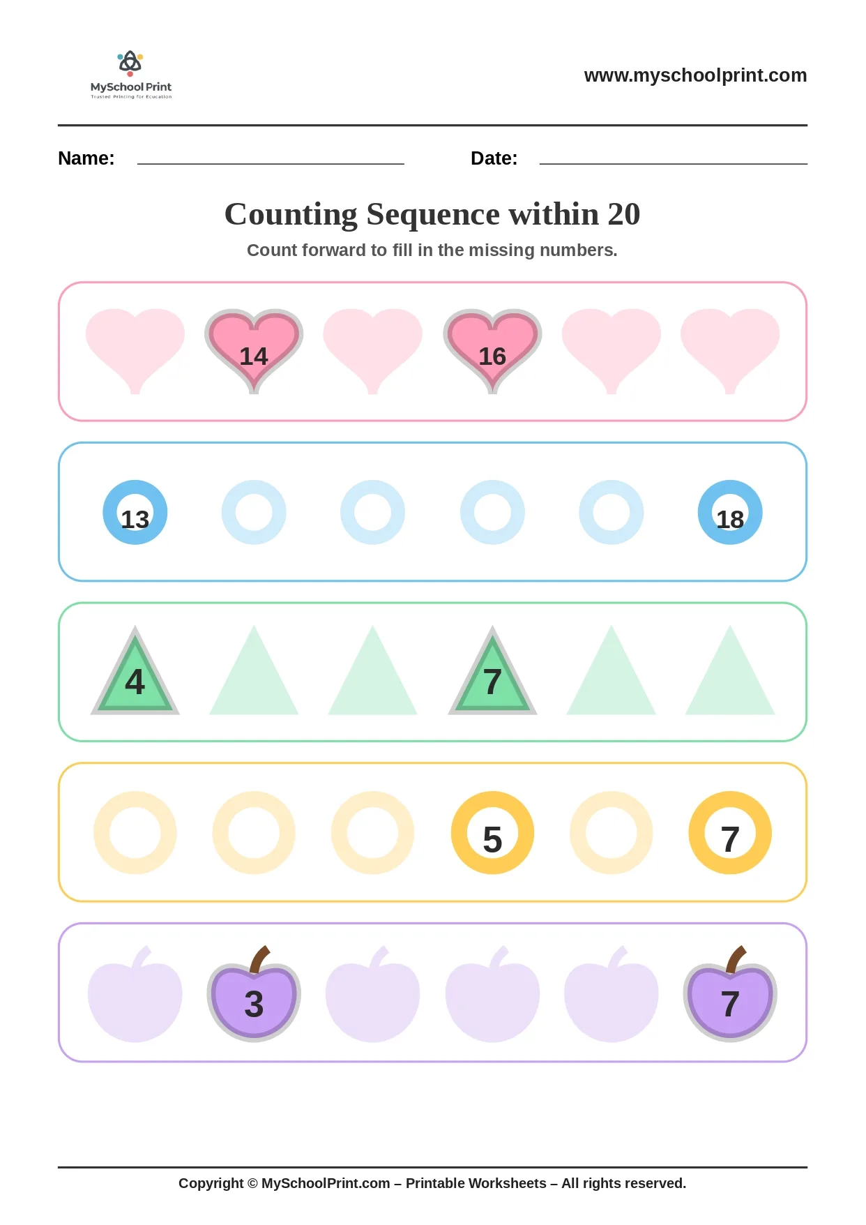 Number sequencing worksheet 8
