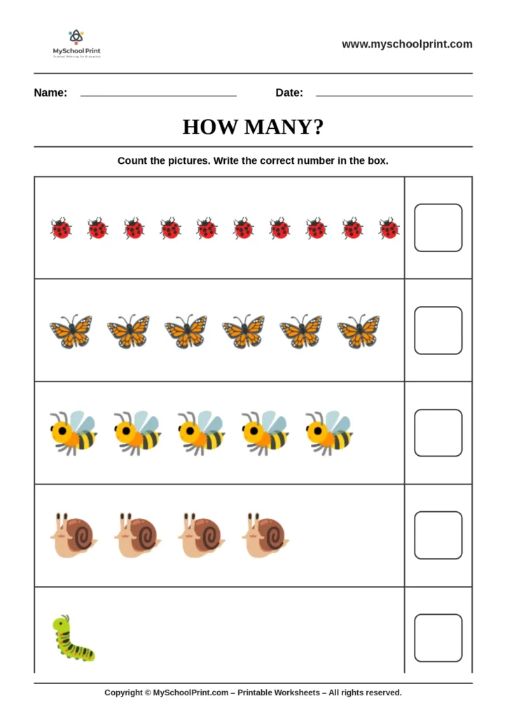 Count and write worksheet 9