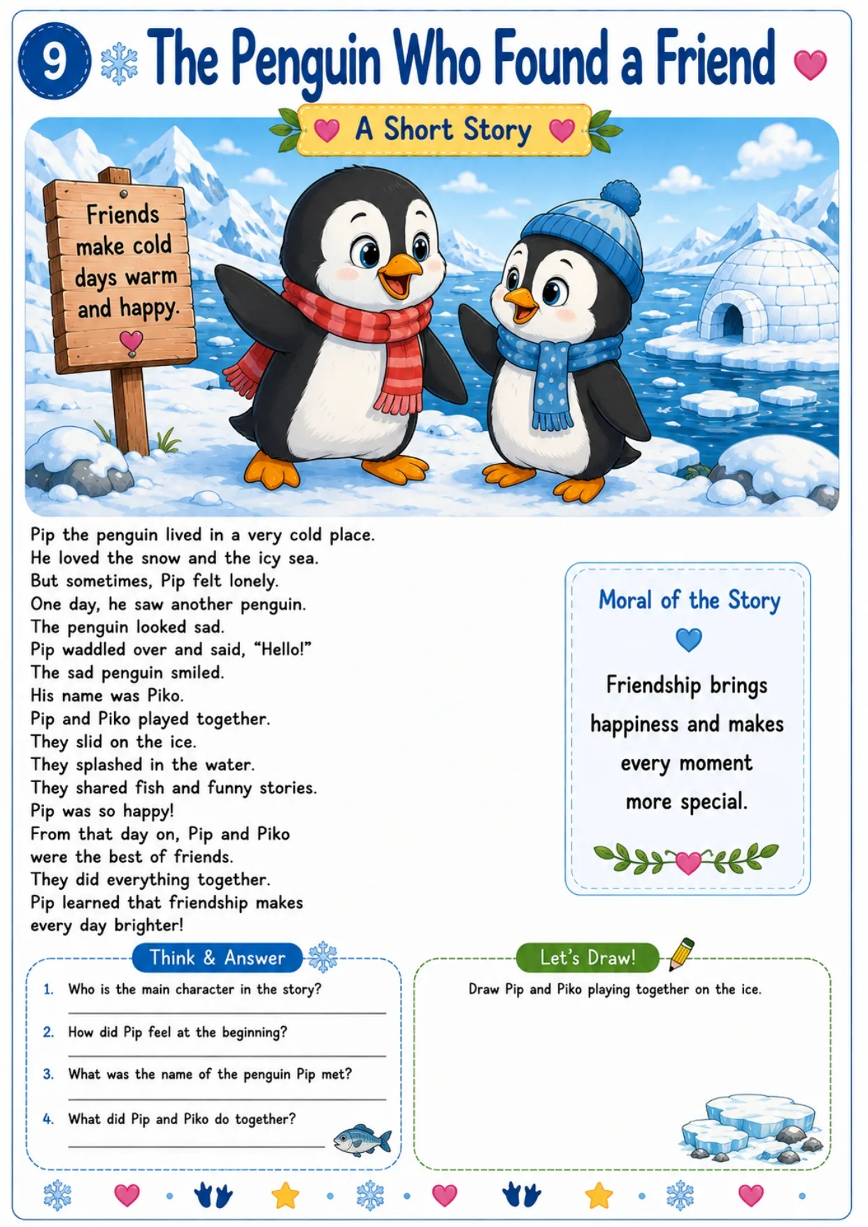 Animal story worksheet for kids 9