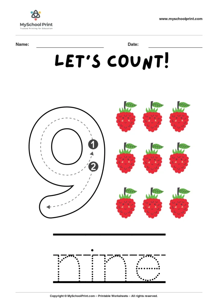Number 9 coloring worksheet