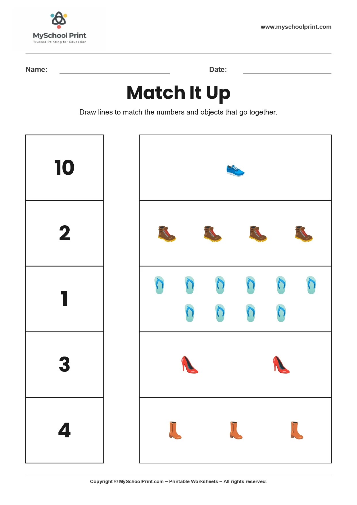 Number 9 matching worksheet