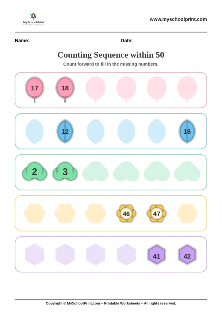 Number sequencing worksheet 9