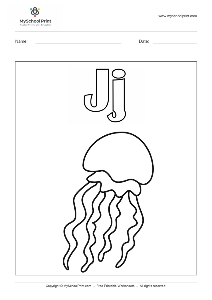 Alphabet letter j coloring worksheet