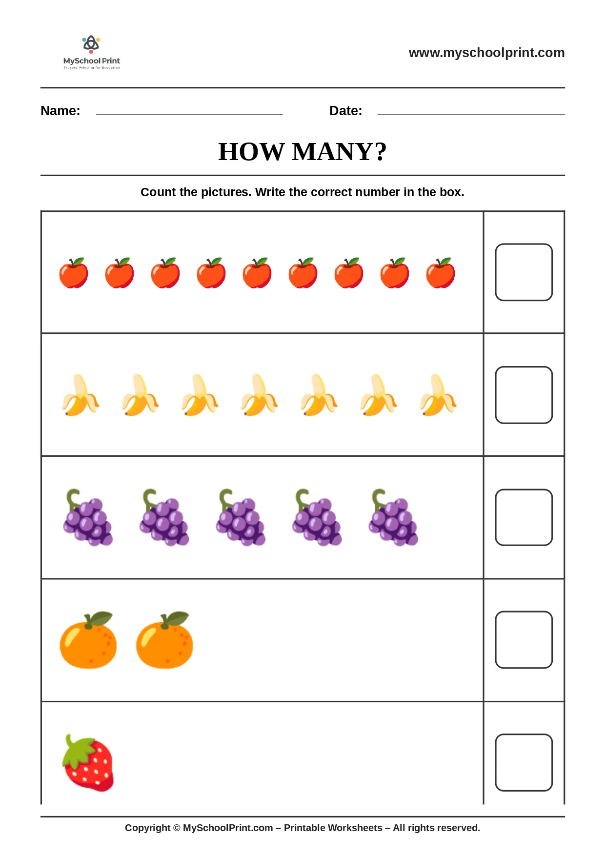 Count and write worksheet 10